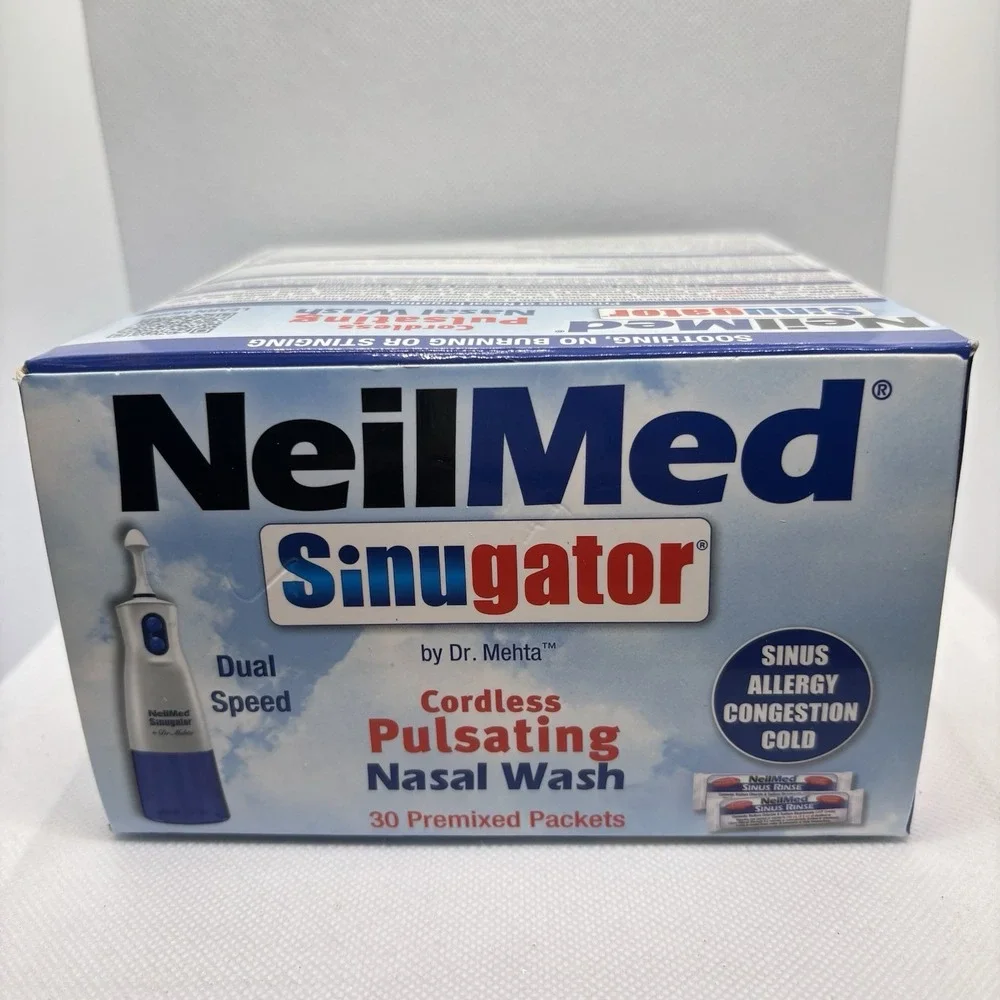 NeilMed Sinugator Cordless Pulsating Nasal Wash Kit 30 Packets‎ New Sealed